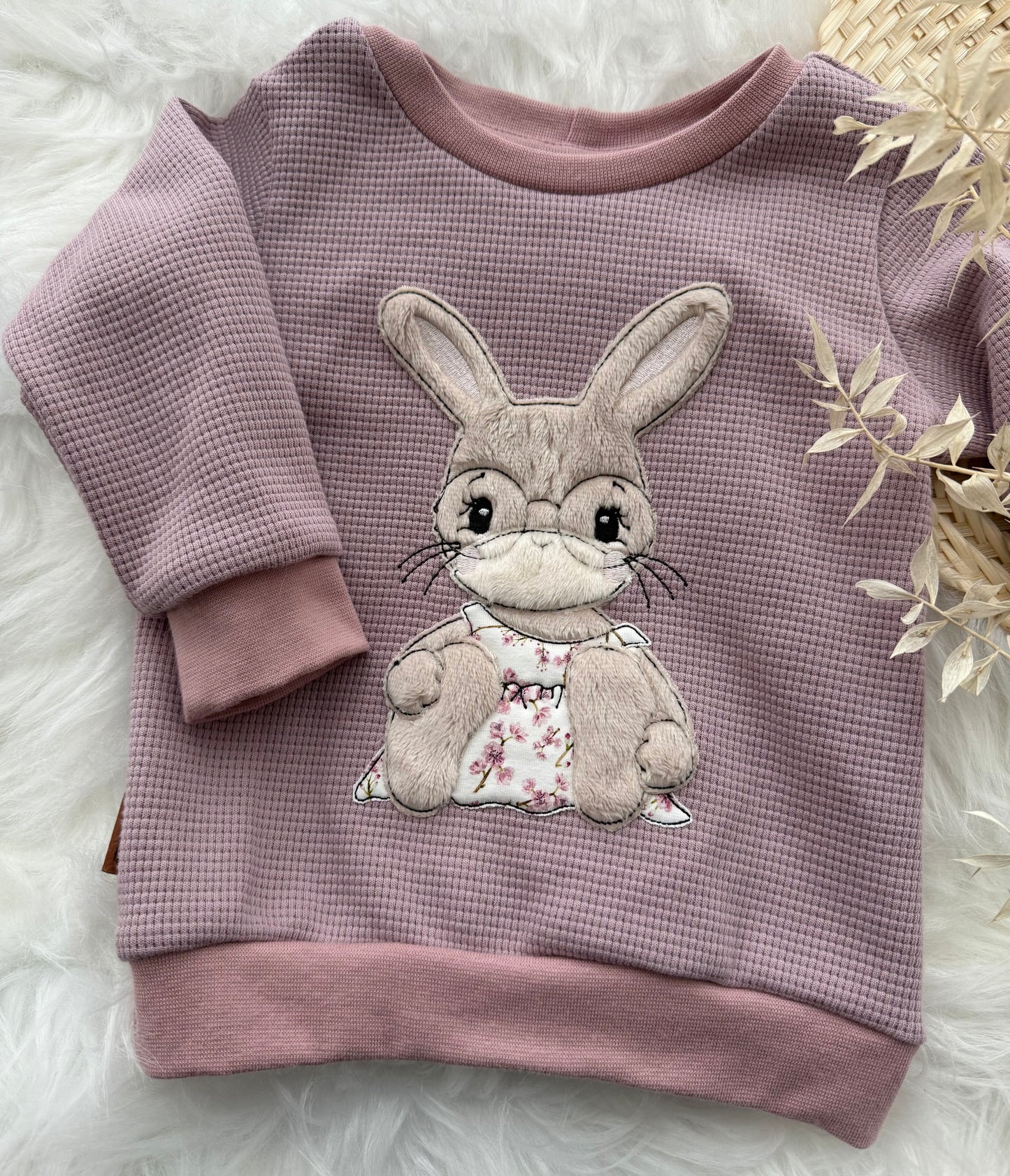 Pullover Hase mit Brille in altrosa / Gr. 74